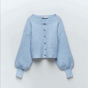 Zara knit cardigan in light blue 🐬